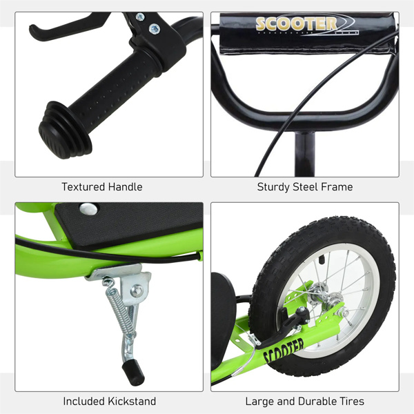   youth scooter is equipped  Dual Brakes  - Green