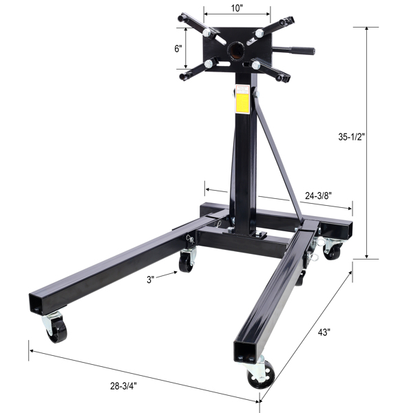 Folding Engine Stand 2000 LBS Capacity Motor Hoist 360 Degree Adjustable Mounting Head Dolly Mover Auto Repair Rebuild Jack,black