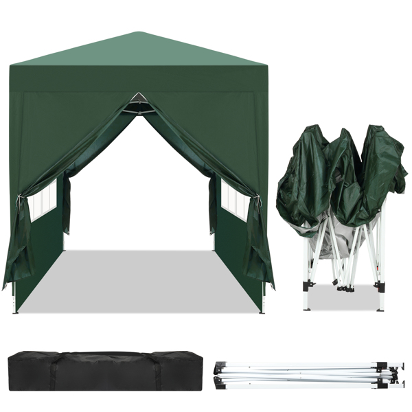 2 x 2m Two Doors & Two Windows Practical Waterproof Right-Angle Folding Tent Green