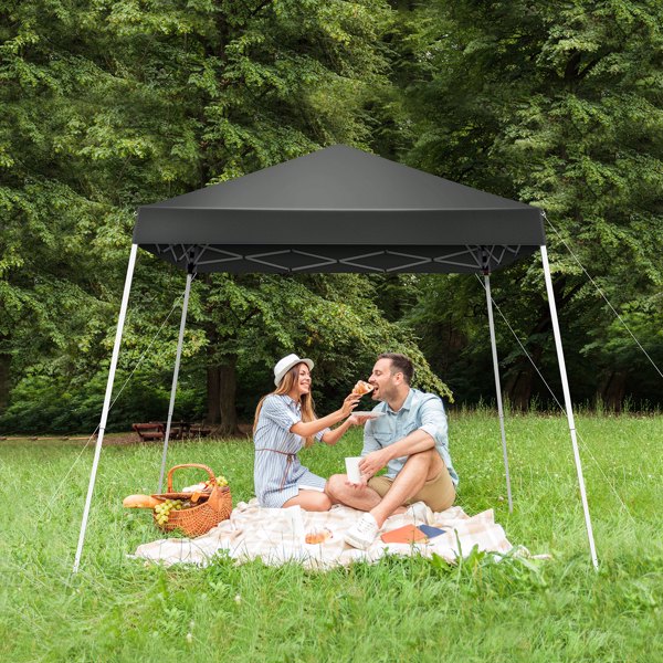 6x6ft Pop Up Canopy Tent, Outdoor Tent Canopy Foldable Portable Canopies for Camping, Patio, Easy Up Gazebo Canopy with Carry Bag Slant Legs, Dark Grey