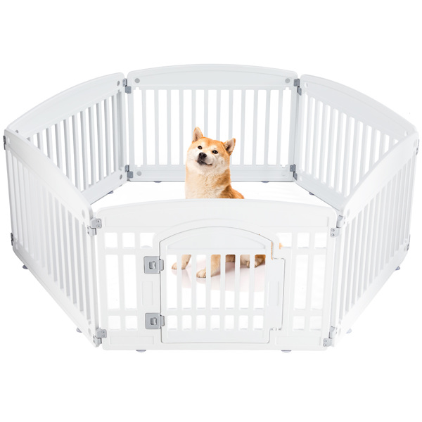 Dog Playpen Adjustable Folding Portable Pet Fence for Small to Medium Dogs Indoor Outdoor Use,6-Panel,White