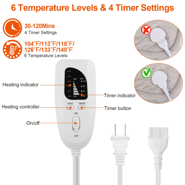 22.4x16.3in Large Weighted Heating Pad for Neck and Shoulders Electric Fast Heating Mat Neck Wrap Cushion Pain Relief with 6 Temperature Settings 4 Timer Modes Machine Washable