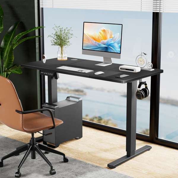 Standing Desk Adjustable Height 63 x 24 Inch Electric Computer Stand Up Desk with 3 Memory Presets, T-Shaped Bracket, Ergonomic Gaming Desk for Home Office Workstation- Black