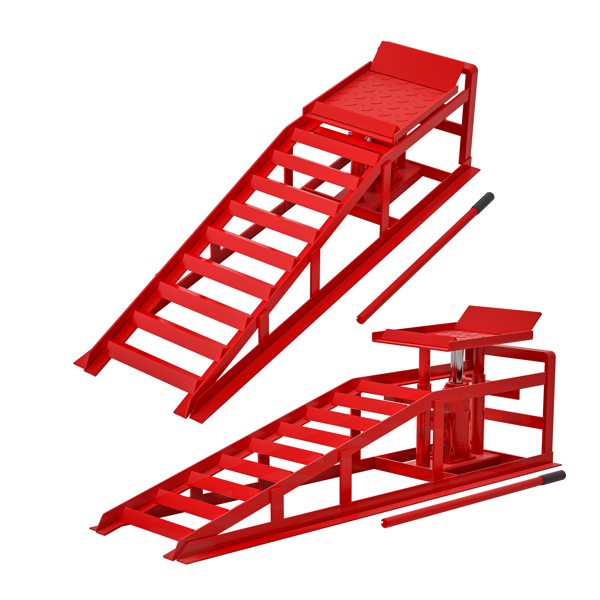 2 Pack Hydraulic Car Ramps 5T 11000lbs Low Profile Car Lift Service Ramps Truck Trailer Garage, Height Hydraulic Vehicle Ramps, red