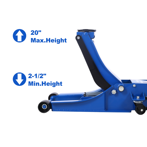 Low Profile Hydraulic Trolley Service/Floor Jack, 4 Ton (8000 lbs) Capacity, Lifting Range 2.5"-20",blue