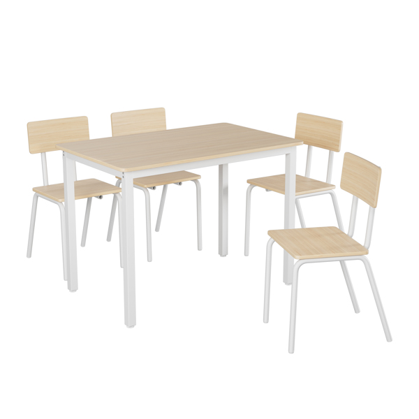 5-Piece Dining Table Set with 4 Chairs, 43" Kitchen Table & Chairs Set for 4, Dining Room Table with Metal Frame & MDF Board, Perfect for Small Space, Easy Clean