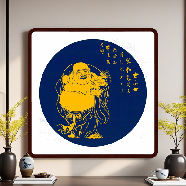 Laughing Buddha Tayin Energy Painting Size 24X24 inch (61X61cm)