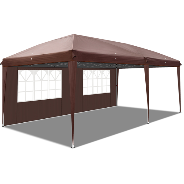 3 x 6m Two Windows Practical Waterproof Folding Tent Dark Coffee  Folding Tent