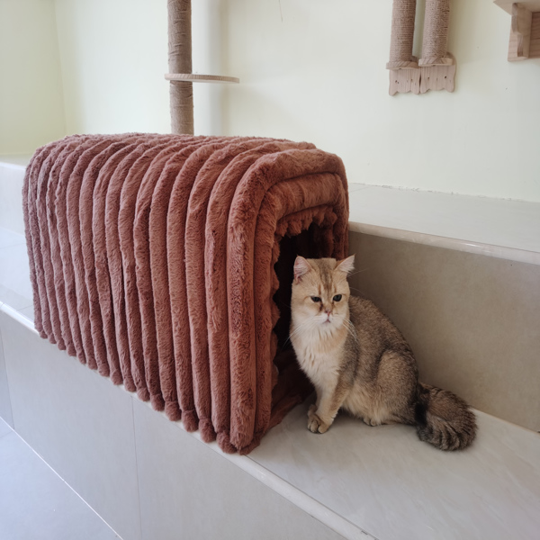 Ottoman Storage Bench Pet Supplies  Corduroy Bench Cat's nest to hide For the Living Room, Entryway and Bedroom, Brown