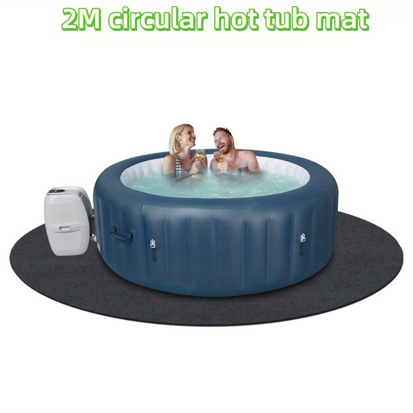 80 Inch Diameter Round Hot Tub Mat, Extra Large Inflatable Hot Tub Pad, WSlip-Proof Backing, Absorbent Spa Pool Ground Base Flooring Protector Mat Reusable Outdoor & Indoor(Excluding bathtub)