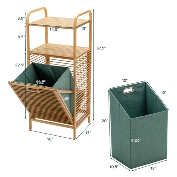 Bamboo Bathroom Shelf with Tilt-out Laundry Hamper