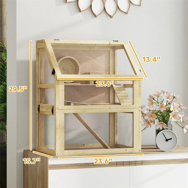  3 Tier Wooden Hamster Cage 24" x 16" x 29.5" 