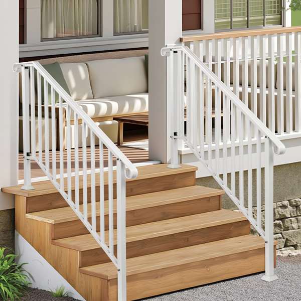 Outdoor 4 Level Iron Handrail Matte White