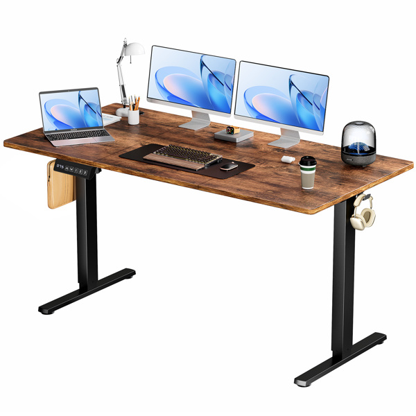 Standing Desk Adjustable Height 63 x 24 Inch Electric Computer Stand Up Desk with 3 Memory Presets, T-Shaped Bracket, Ergonomic Gaming Desk for Home Office Workstation