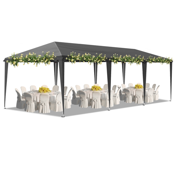 10x30ft Outdoor Pop Up Canopy, Portable Instant Canopy Tent for Outdoor Events Party Wedding Birthday Graduation, Dark Grey