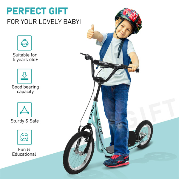   youth scooter is equipped  Dual Brakes  - Blue