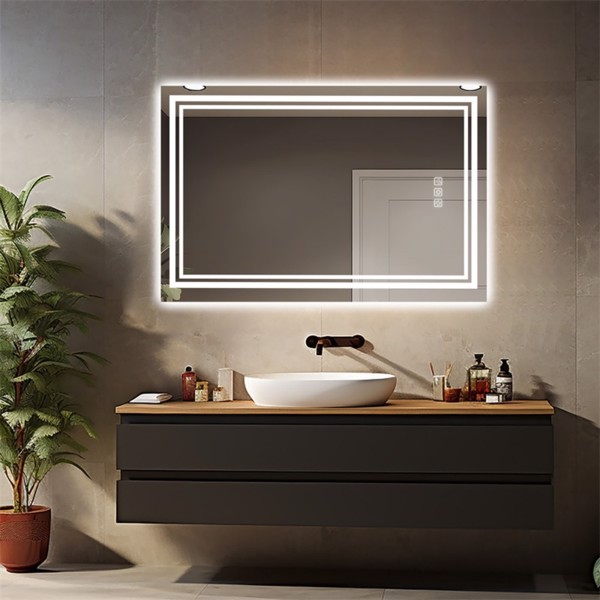 48" x 36" LED Bathroom Mirror Front and Backlight, 5 Mins Defog, 5MM Full HD Reflected Wall Mounted ,3 Colors Stepless Dimmable ,Memory Function[Unable to ship on weekends, please note that]