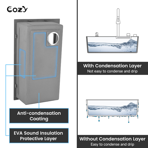瀑布厨房水槽，黑色不锈钢单碗，带飞雨水龙头和砧板的多功能工作站，30×22英寸【周末不发货，TK/TEMU订单仅支持自提】-6