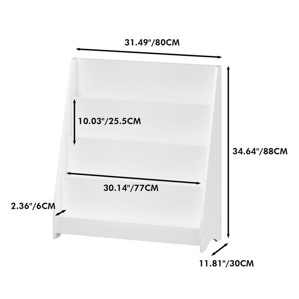 4-Tier Kids Bookshelf, Toddler Book Display Shelves, Helps Keep Bedrooms, Playrooms, and Classrooms Organized,White