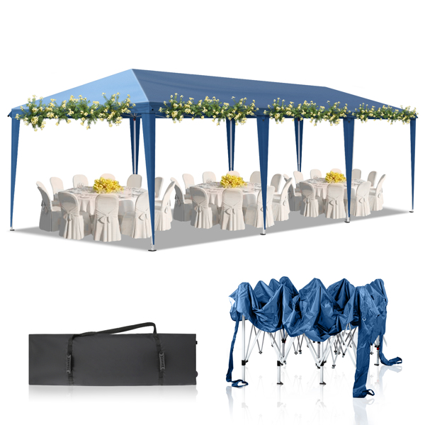 10x30ft Outdoor Pop Up Canopy, Portable Instant Canopy Tent for Outdoor Events Party Wedding Birthday Graduation, Blue