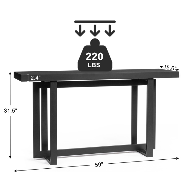 Modern Wood Entryway Console Table Sofa Table, Long Entryway Table for Hallway Living Room Foyer Corridor Bedroom, Black