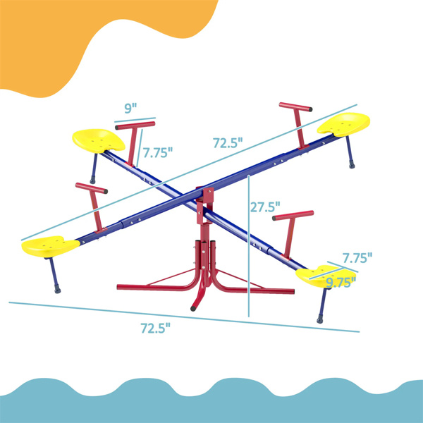   4 Seater  Kids Seesaw Swivel Teeter Totter with 360° Spinning