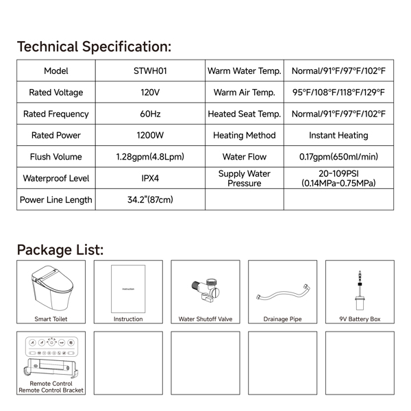 Luxury Smart Toilet with Bidet Built In, Bidet Toilet with Heated Seat, Elongated Japanese Toilet with Automatic Flush, Dryer, Night Light, Digital Display[Unable to ship on weekends]