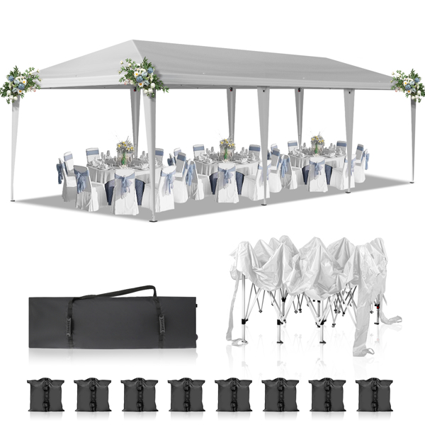 10x30ft Outdoor Pop Up Canopy, Portable Instant Canopy Tent for Outdoor Events Party Wedding Birthday Graduation, White