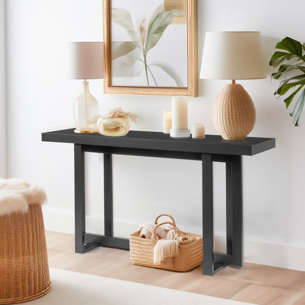 Modern Wood Entryway Console Table Sofa Table, Long Entryway Table for Hallway Living Room Foyer Corridor Bedroom, Black