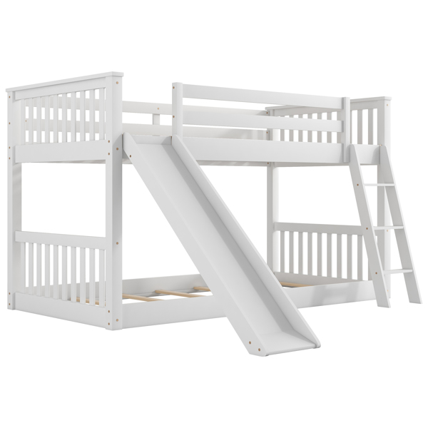 Twin over Twin Bunk Bed with Convertible Slide and Ladder, White(Expected Arrival Time: 1.13)