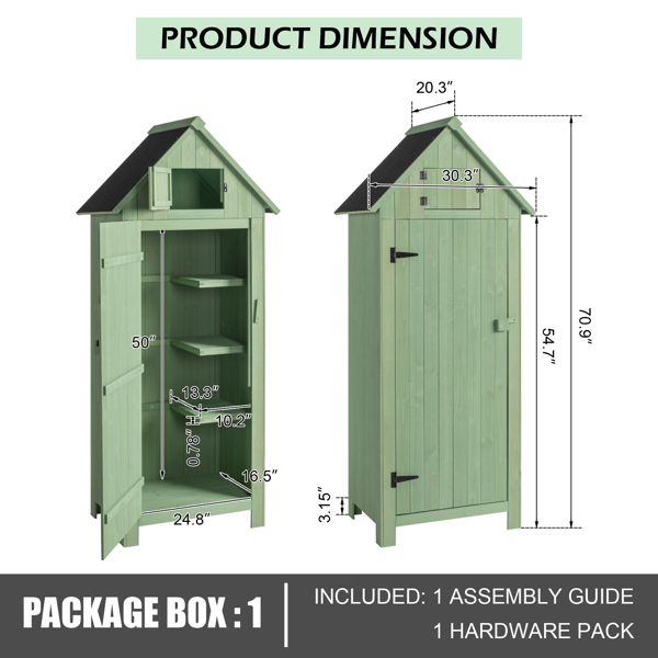 Fir wood Arrow Shed with Single Door Wooden Garden Shed Wooden Lockers 