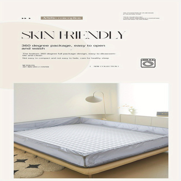 (Cream white 150cm*200cm) Cotton-Padded Waterproof Mattress Protector, Dust-Proof Bed Cover (Without Pillow and Core). Soft, Comfortable Solid Color Bedding Sheet for Bedroom, Guest Room. (Maybe YunEx
