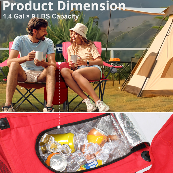 Portable Outdoor 2-Seat Folding Chair with Removable Sun Umbrella Red