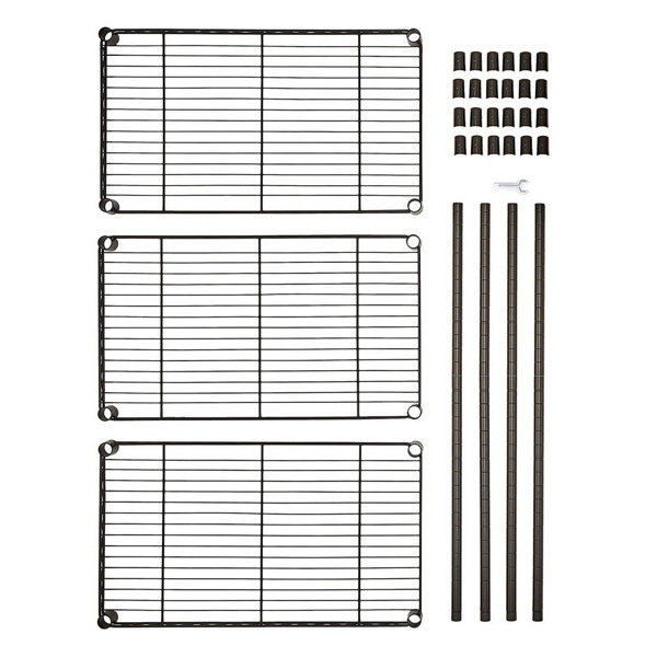 3-Layer Plastic Coated Iron Shelf 350*600*850 Black