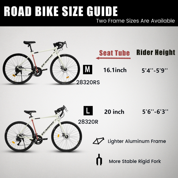 700C Road Bike, 16-Speed Outdoor Bike Disc Brakes, Light Weight Aluminum Frame ,Racing Bike City Commuting Road Bicycle M Size for Men Women