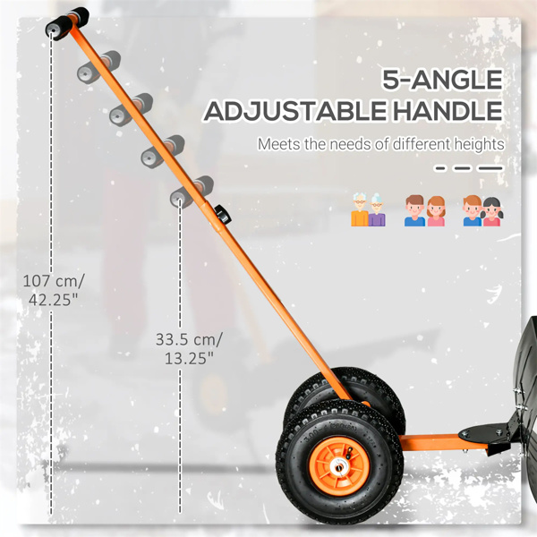 29"  Blade Rolling Snow Shovel Rolling Pusher   Orange