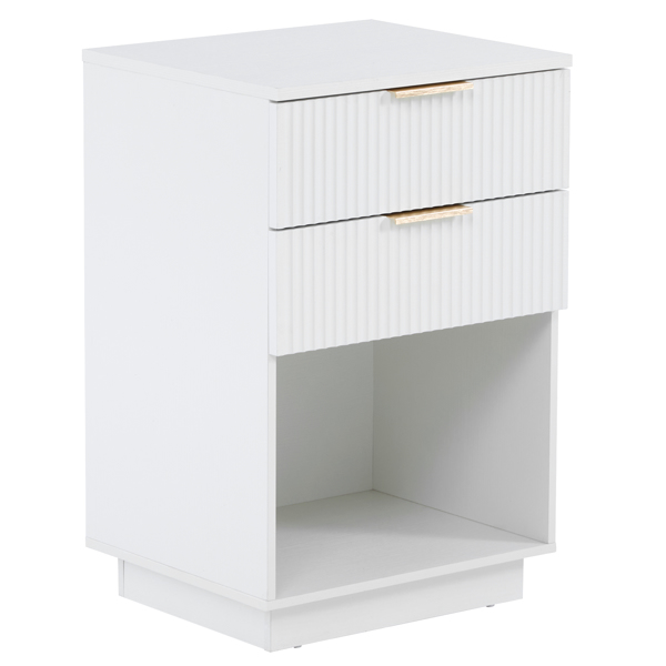 FCH White P2 Density Board Wavy Pattern Drawer Front Two-Drawer Bedside Cabinet