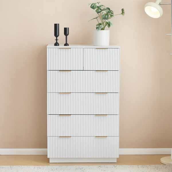 FCH White P2 Particle Board and Density Board 7241117cm Wavy Pattern Drawer Front Five-Level Six-Drawer Cabinet