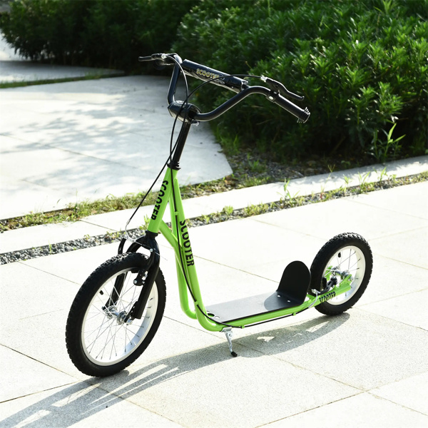   youth scooter is equipped  Dual Brakes  - Green