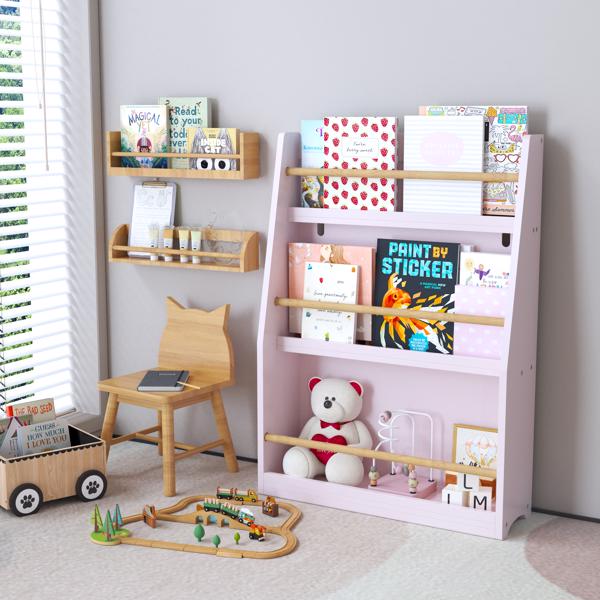 3 Tier Kids Book Shelf,Kids Book Rack, Helps Keep Bedrooms, Playrooms, and Classrooms Organized,Pink