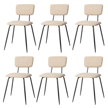 Set of 6 Modern Padded Dining Chairs for Kitchen Bar Office Chair, White