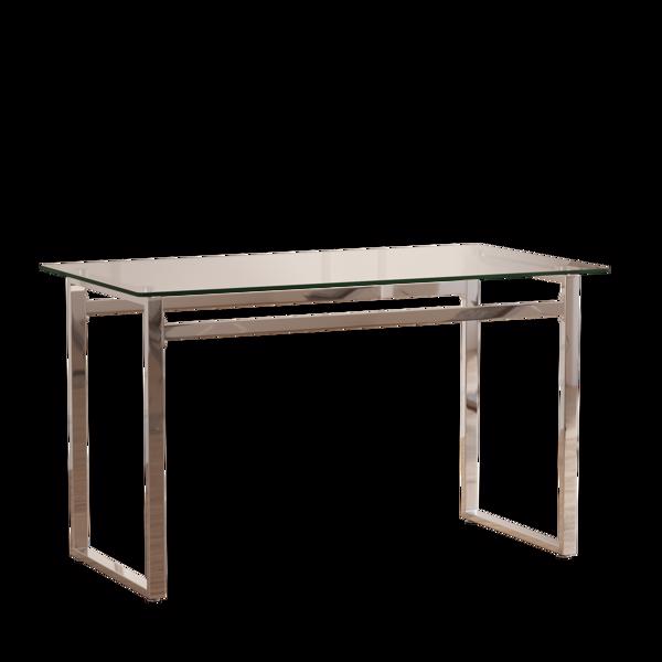 51英寸现代极简主义矩形玻璃餐桌，适用于4-6人，带0.31英寸钢化玻璃桌面和银铬金属腿，会议桌，休闲桌，电脑桌，聚会桌，写字台，适用于厨房，餐厅，客厅，聚会等（0损坏）-4