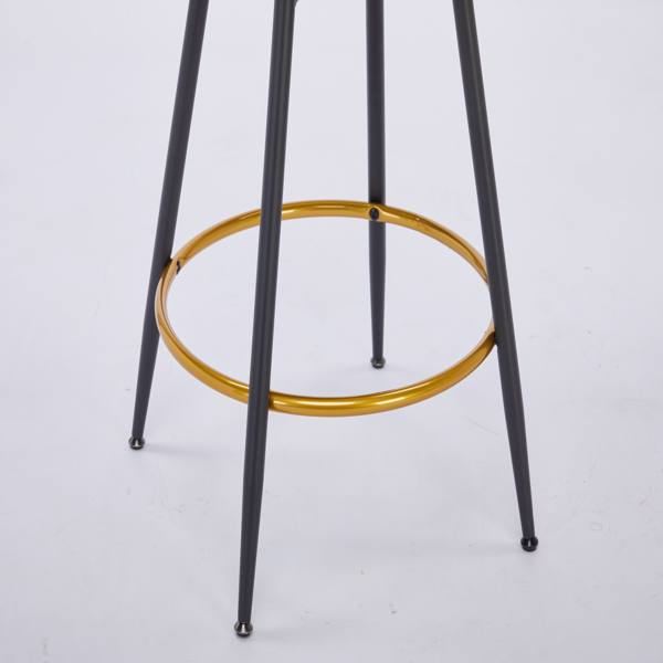 Counter Height Bar Stools Set of 2, 360° Swivel Upholstered Barstools with Backs and Metal Legs, 26