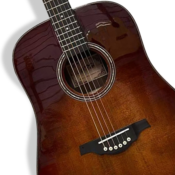 6-string beginner Solid Spruce round corner retro colored acoustic guitar, rosewood fingerboard, colored finish, right