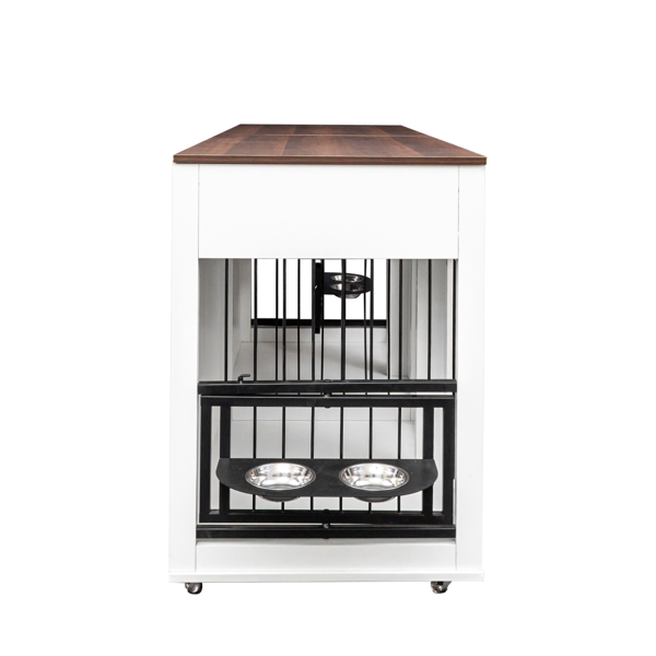 Heavy duty dog cage, suitable for medium to large dogs, furniture style cage, with double door pet house wooden cage, modern dog house furniture room