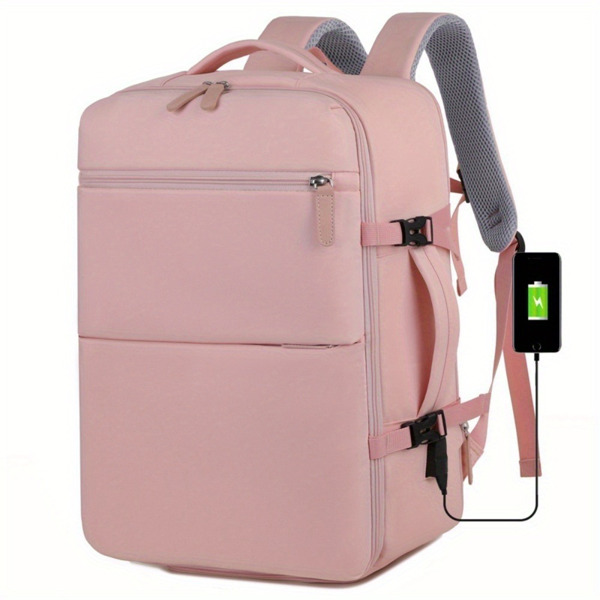 Women's Large Capacity Backpack with USB Charger and Shoe Pocket, Flight-Approved for Easy Travel. 