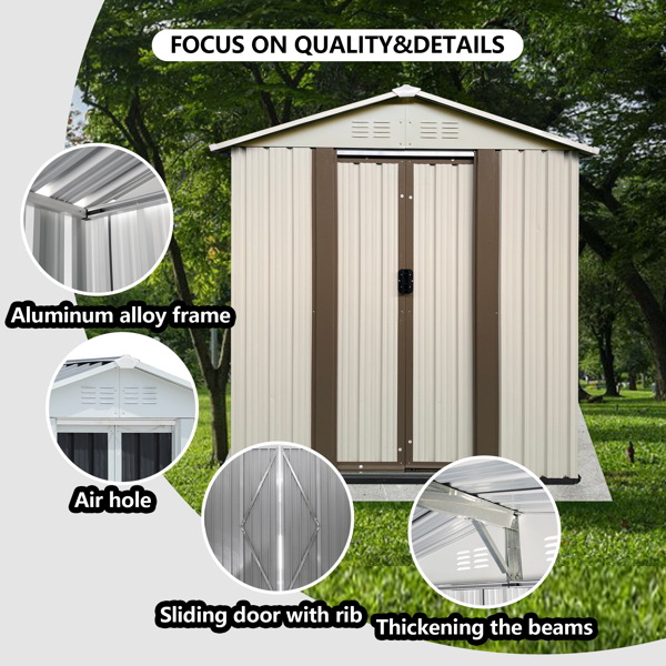 Outdoor Storage Garden Shed 5FTx3FT Apex Roof White