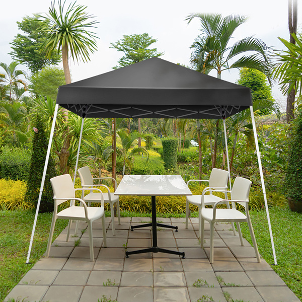 6x6ft Pop Up Canopy Tent, Outdoor Tent Canopy Foldable Portable Canopies for Camping, Patio, Easy Up Gazebo Canopy with Carry Bag Slant Legs, Dark Grey