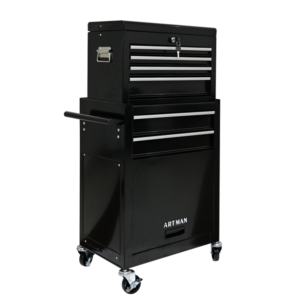 High Capacity Rolling Tool Chest with Wheels and Drawers, 6-Drawer Tool Storage Cabinet--BLACK