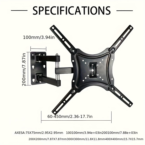 14-55 inch TV wall mount bracket, adjustable up and down left and right, stainless steel material, suitable for living room, bedroom, office, etc